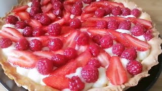 tarte aux fraises 🍓 تارت بالفراولة بكريم بتسيير منزلي [upl. by Anees]