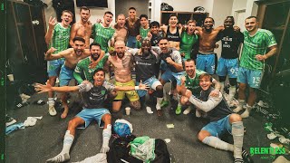 Brian Schmetzer addresses team in locker room after playoff win at LAFC [upl. by Inesita842]