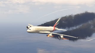 Airbus A380 Biggest Passenger Plane Crashed Due to Engine Failed In Sea  GTA 5 Live Streaming [upl. by Adlesirhc]