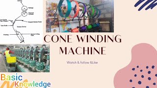 CONE winding machine  working procedure textile textilestudy khantextiledotcom [upl. by Daggna936]