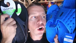 Running Recovery Sandals  Oofos vs Hoka [upl. by Nylcaj]