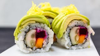 Avocado Cucumber Beet Mango Sushi Roll Recipe [upl. by Bultman]