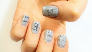 Tırnak Süsleme Sanatı  Kolay Gazete Baskılı Oje Deseni Basic Newspaper Nail Art [upl. by Reltuc345]