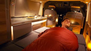 SOLO CAR Camping in Swiss Alps  comfort cosy car setup 1 degree night relaxing van life  ASMR [upl. by Eisen]