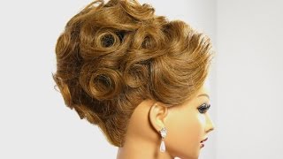 Bridal updo Wedding hairstyle for medium hair tutorial [upl. by Ecilahc]