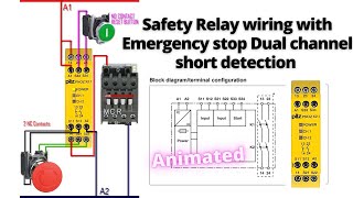 How to wire Safety Relay  Emergency Stop Dual Channel Monitoring with reset  Easy Explained [upl. by Assirral]