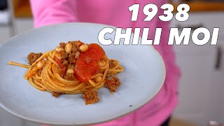 1938 Chili amp Spaghetti Fusion  Watkins Cookbook Recipe [upl. by Tonina]