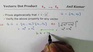 Prove and Verify Algebraically that dot product with itself is square of magnitude MCV4U [upl. by Ulland988]