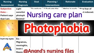 Photophobia nursing care planNcp on PhotophobiaPhotophobia ka Nursing care plan [upl. by Bega]