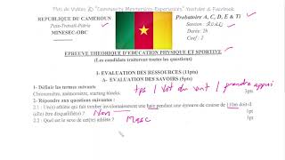 PROBATOIRE 2020 CAMEROUN Epreuve Théorique d’Education Physique et Sportive Corrigé avec Astuces [upl. by Herzberg]