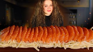 ASMR amp RECIPE  SALMON SASHIMI  CREAMY ONION SALAD  MUKBANG [upl. by Kcirdneked]