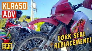 KLR 650  Fork Seal Replacement  ADV Build  EP3 [upl. by Ahkihs]