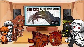 the hybrids and the Atrociraptors react to ARK Giga in Jurassic World goji center [upl. by Ademordna]