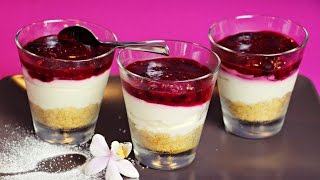 Kuchen ohne Backen  Cheesecake im Glas mit Beerenfrüchten ohne Gelatine Cheesecake in a glass [upl. by Ttereve]