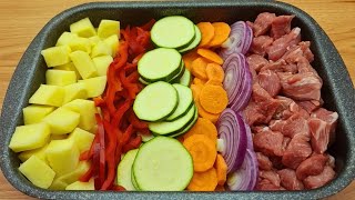 Unglaublich lecker und schnell❗❗ Ein einfaches Rezept für Fleisch mit Gemüse im Ofen143🔝 [upl. by Grote102]