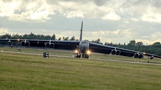 ICONIC B52 STRATOFORTRESS Destroys Runway Lights after AIRSHOW Flying Display at RIAT 2023 [upl. by Dnalsor135]