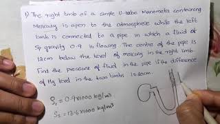 8 Manometer Problem 1simple explanation in MalayalamKTU Fluid MechanicsME203CE203Module1 [upl. by Guinevere]