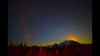 Milky Way at Sunrise Mount Rainier National Park [upl. by Oidale]