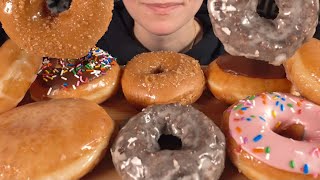 ASMR Krispy Kreme Donuts Chocolate Cake Boston Cream Strawberry Sprinkle Raspberry Glazed [upl. by Lairbag154]