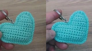 📌💗Crochet Heart Keychain Step by Step Explanationcrochetheart crochetkeychain [upl. by Small]