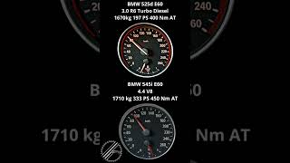 BMW 545i E60 44 V8 333 PS vs BMW 525d E60 30 R6 197 PS 0100 kmh Acceleration Comparison [upl. by Pat533]