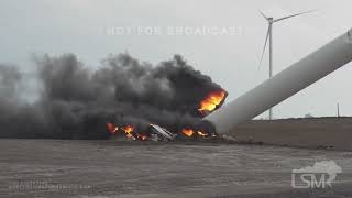 05212024 Prescott Iowa  Twister Destroys Wind Farm  Turbine on FIRE [upl. by Iohk]