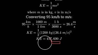 How many joules and kilocalories are generated when the brakes are used to bring a 1200kg car to [upl. by Delle]