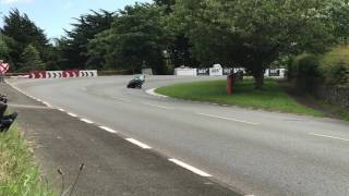 IOM TT 2017  Ian Hutchinson sliding into Sulby Bridge [upl. by Kcirneh]