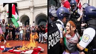 American flag set on fire in Capitol Hill protest [upl. by Seta]