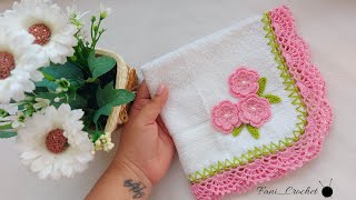 Toalla para bebe servilleta Bordada a crochet 🧶🌺 paso a paso FaniCrochet [upl. by Enileuqkcaj632]