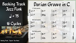 Dorian Groove in C 75 BPM Jazz Funk Backing Track [upl. by Quirita]