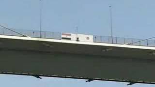 Suez Canal  sailing under the Mubarak Peace Bridge [upl. by Adiuqram]