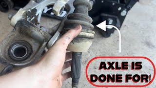 Replacing The EXPLODED CV Axle On My 2008 Outlaw 525 IRS [upl. by Wiskind239]