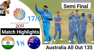 INDIA VS AUSTRALIA  ICC Cricket World Cup 2011 Semi Final Highlights Real Cricket 24 [upl. by Olag892]