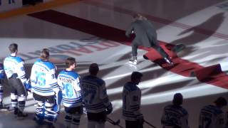 Mark Donnelly Trips Over Carpet at Penticton VEES Game 10314 [upl. by Vonny]