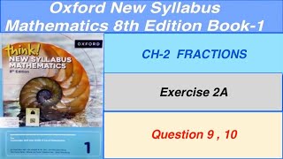 Exercise 2A Question 9 10 Oxford New Syllabus Mathematics 8th edition Book 1  By Sir GHAZALI [upl. by Norraf718]