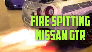 FIRE SPITTING EXHAUST NISSAN GTR AT PETES SUPER SUNDAY [upl. by Mureil]