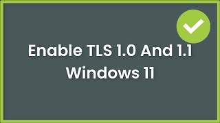 How To Enable TLS 10 and TLS 11 in Windows 11 [upl. by Yggam858]