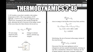 Thermodynamics 248 Consider a room that is initially at the outdoor temperature of 20°C The room [upl. by Akcinat]