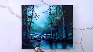 Magic of Moonlight Easy StepbyStep Acrylic Landscape Painting for Beginners [upl. by Rialb767]