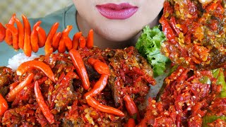 ASMR BALADO PEDAS DAGING SAPI DAN PECAK TERONG  EATING SOUNDS [upl. by Nelhsa]