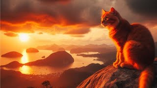 Orange Cats Cliffside Survival Story cat catlover catvideos funny ai [upl. by Geier281]