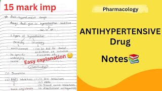 Antihypertensive drugs notes💊 most important pharmacology  physiotherapy 2nd Yr💥 [upl. by Ahsiemat]