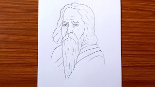 Rabindranath Tagore drawing tutorial drawingart portritdrawing [upl. by Kenlay]