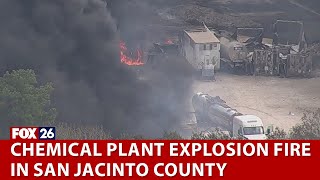 Shepherd Texas chemical plant explosion fire on FM 1127 in San Jacinto County [upl. by Nie290]