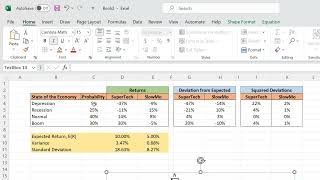 Covariance and Correlation Between Individual Stock Returns Using Excel [upl. by Egwin]