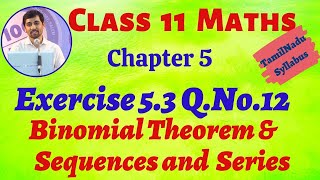 TN Class 11th Maths  Exercise 53 QNo12  Binomial Theorem Sequences and Series [upl. by Keldon]