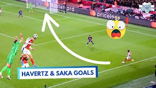 🤯Saka Crazy Freekick amp Havertz Header vs PSG  Emirates Stadium Reaction [upl. by Goebel]