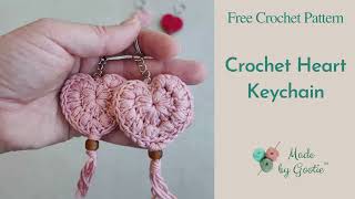 Crochet Heart Keychain Tutorial  Crochet Valentine Ideas [upl. by Casaleggio]