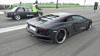 725HP BMW 325i E30 Turbo vs Lamborghini Aventador LP7004 [upl. by Aitam163]